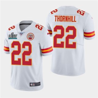 Men's Kansas City Chiefs #22 Juan Thornhill White Super Bowl LIV With 100th Season Patch Vapor Untouchable Limited Stitched NFL Jersey