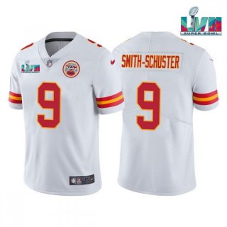 Men's Kansas City Chiefs #9 JuJu Smith-Schuster White Super Bowl LVII Patch Vapor Untouchable Limited Stitched Jersey