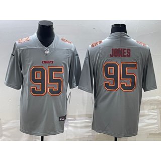 Men's Kansas City Chiefs #95 Chris Jones Gray Atmosphere Fashion Stitched Jersey