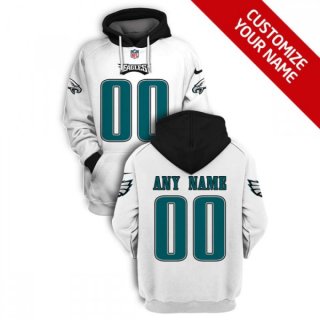 Men's Philadelphia Eagles Active Player Custom 2021 White Pullover Hoodie