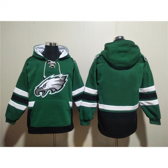 Men's Philadelphia Eagles Blank Green Lace-Up Pullover Hoodie