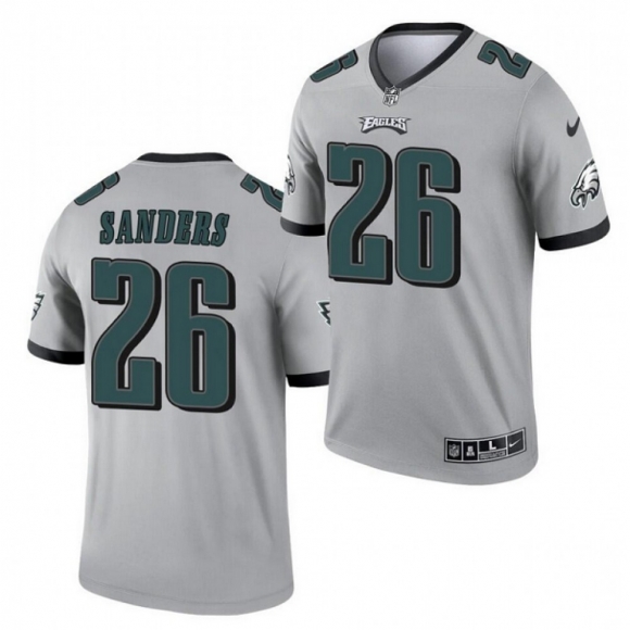 Men's Philadelphia Eagles #26 Miles Sanders Silver Inverted Legend Stitched Football Jersey