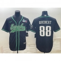 Men's Philadelphia Eagles #88 Dallas Goedert Black With Super Bowl LVII Patch Cool Base Stitched Baseball Jersey