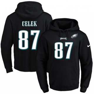 Nike Eagles #87 Brent Celek Black Name & Number Pullover NFL Hoodie