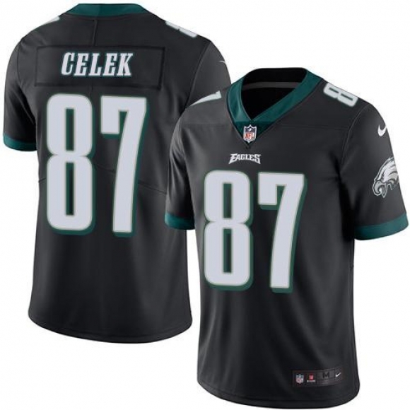 Nike Eagles #87 Brent Celek Black Men's Stitched NFL Limited Rush Jersey