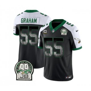 Men's Philadelphia Eagles #55 Brandon Graham Black/White 2023 F.U.S.E. With 4-star C Patch Throwback Vapor Untouchable Limited Stitched Football Jersey