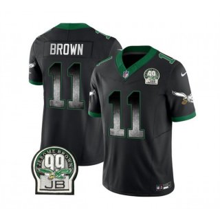 Men's Philadelphia Eagles #11 A. J. Brown Black 2023 F.U.S.E. Throwback Vapor Untouchable Limited Stitched Football Jersey