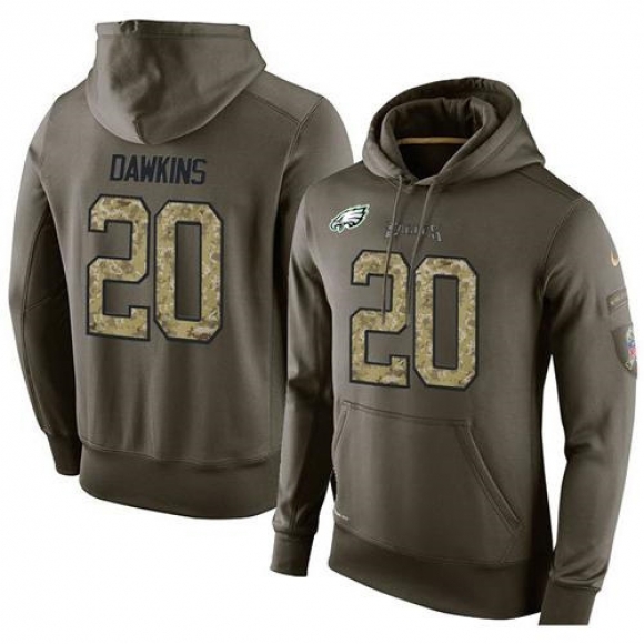 NFL Men's Nike Philadelphia Eagles #20 Brian Dawkins Stitched Green Olive Salute To Service KO Performance Hoodie