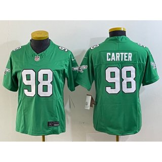 Youth Philadelphia Eagles #98 Jalen Carter Green 2023 F.U.S.E. Stitched Football Jersey