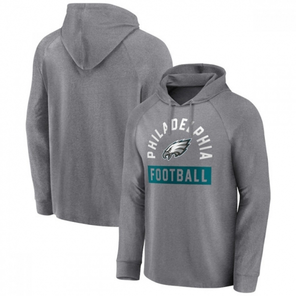 Men's Philadelphia Eagles Heathered Gray No Time Off Raglan Pullover Hoodie