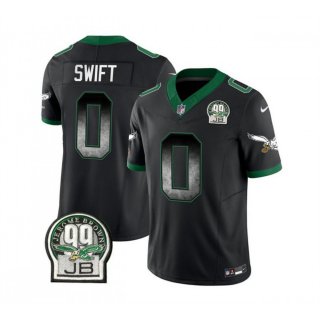 Men's Philadelphia Eagles #0 D'Andre Swift Black 2023 F.U.S.E. Throwback Vapor Untouchable Limited Stitched Football Jersey