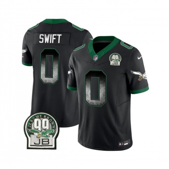 Men's Philadelphia Eagles #0 D'Andre Swift Black 2023 F.U.S.E. Throwback Vapor Untouchable Limited Stitched Football Jersey