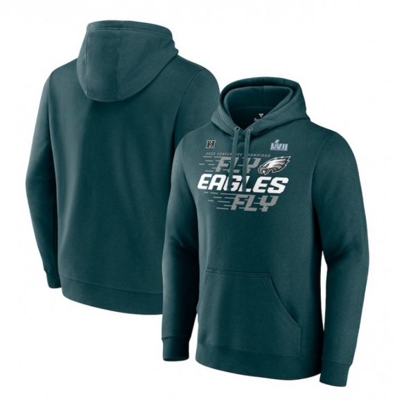 Men's Philadelphia Eagles Midnight Green 2022 NFC Champions Team Slogan Pullover Hoodie