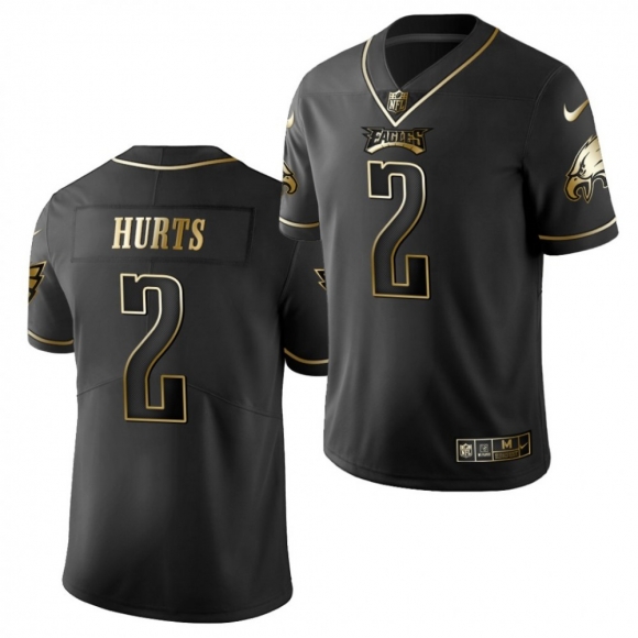 Men's Philadelphia Eagles #2 Jalen Hurts Black Gold Limited Stitched Jersey