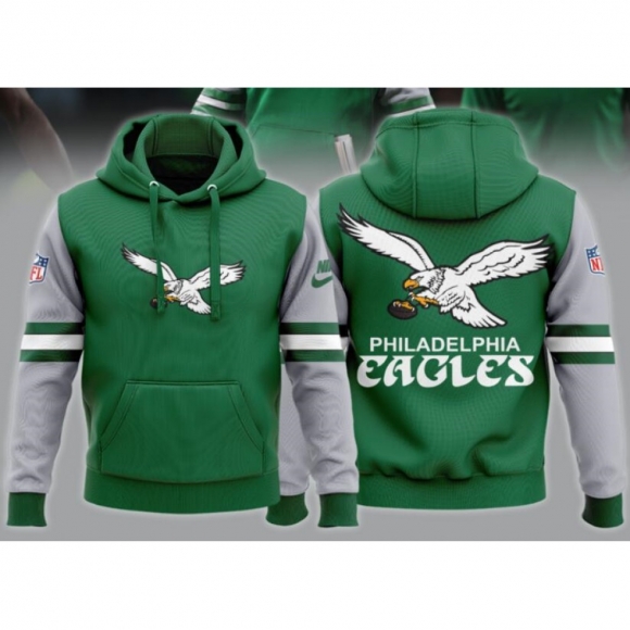 Men's Philadelphia Eagles Green Team Big Logo Sideline Alternate Club Pullover Hoodie