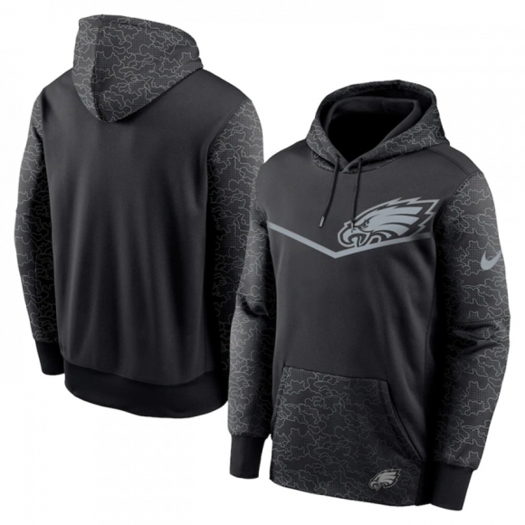 Men's Philadelphia Eagles Black Reflective Therma Hoodie