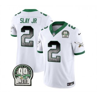 Men's Philadelphia Eagles #2 Darius Slay JR White 2023 F.U.S.E. Throwback Vapor Untouchable Limited Stitched Football Jersey