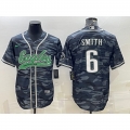 Men's Philadelphia Eagles #6 DeVonta Smith Grey Camo With Patch Cool Base Stitched Baseball Jersey