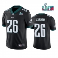 Youth Philadelphia Eagles #26 Miles Sanders Black Super Bowl LVII Patch Vapor Untouchable Limited Stitched Football Jersey