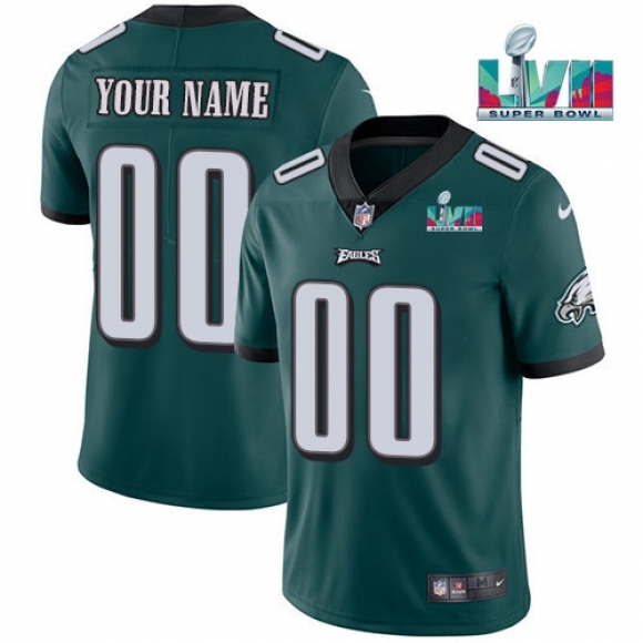 Youth Philadelphia Eagles Active Player Custom Green Super Bowl LVII Patch Vapor Untouchable Limited Stitched Football Jersey