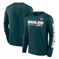 Men's Philadelphia Eagles Midnight Green Super Bowl LVII Star Trail Long Sleeve T-Shirt