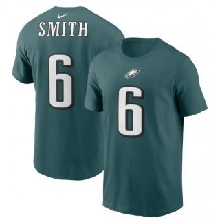 Men's Philadelphia Eagles #6 DeVonta Smith 2021 Green NFL Draft First Round Pick Player Name & Number T-Shirt