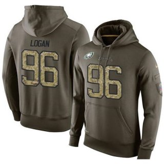 NFL Men's Nike Philadelphia Eagles #96 Bennie Logan Stitched Green Olive Salute To Service KO Performance Hoodie