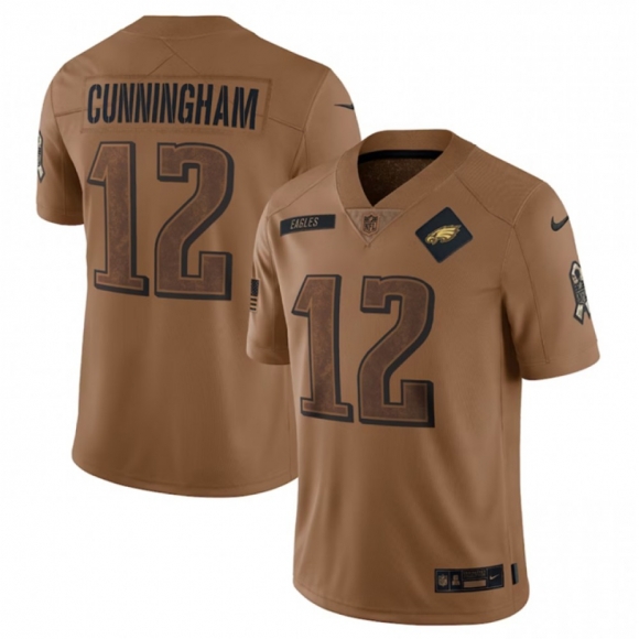 Men's Philadelphia Eagles #12 Randall Cunningham 2023 Brown Salute To Service Limited Stitched Football Jersey