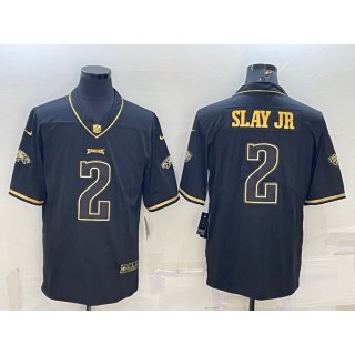 Men's Philadelphia Eagles #2 Darius Slay JR Black Gold Vapor Untouchable Limited Stitched Jersey