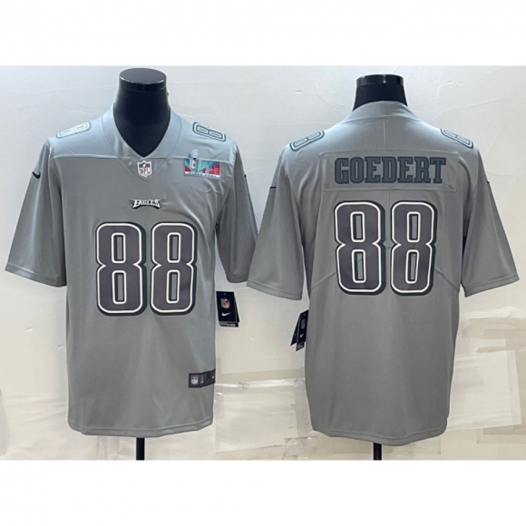 Men's Philadelphia Eagles #88 Dallas Goedert Gray Super Bowl LVII Patch Atmosphere Fashion Stitched Jersey