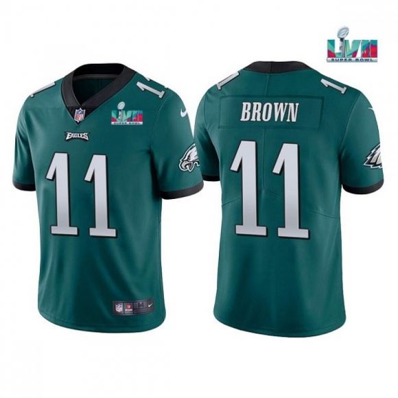 Men's Philadelphia Eagles #11 A. J. Brown Green Super Bowl LVII Patch Vapor Untouchable Limited Stitched Jersey