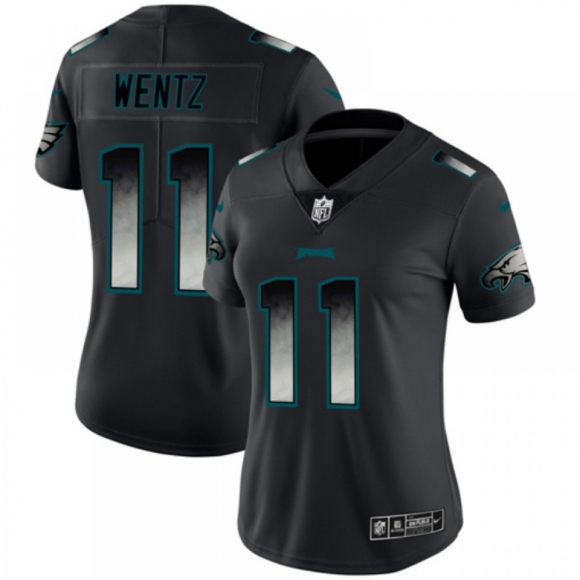 Women's Philadelphia Eagles #11 Carson Wentz Black 2019 Smoke Fashion Limited Stitched NFL Jersey(Run Small)