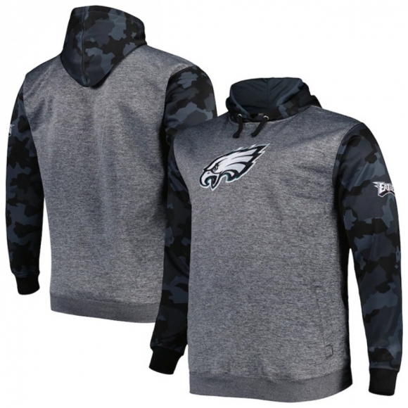 Men's Philadelphia Eagles Heather Charcoal Big & Tall Camo Pullover Hoodie