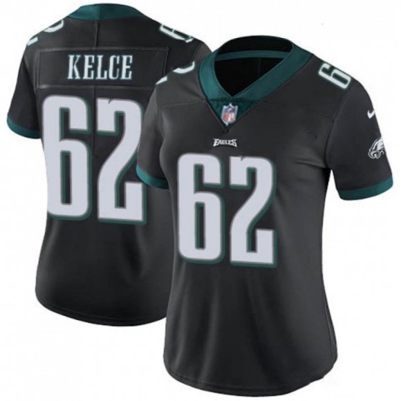 Women's Philadelphia Eagles #62 Jason Kelce Black Vapor Untouchable Limited Stitched Football Jersey(Run Small)