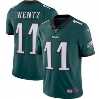 Men's Philadelphia Eagles #11 Carson Wentz Green 2019 100th Season Vapor Untouchable Limited Stitched NFL Jersey