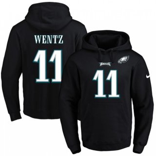 Nike Eagles #11 Carson Wentz Black Name & Number Pullover NFL Hoodie