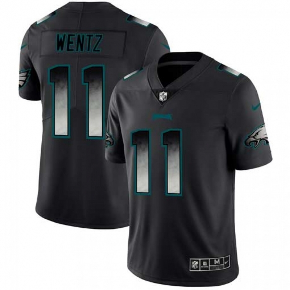 Men's Philadelphia Eagles #11 Carson Wentz Black 2019 Smoke Fashion Limited Stitched NFL Jersey