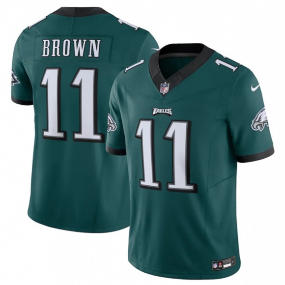 Men's Philadelphia Eagles #11 A.J. Brown Green 2023 F.U.S.E. Vapor Untouchable Limited Stitched Football Jersey