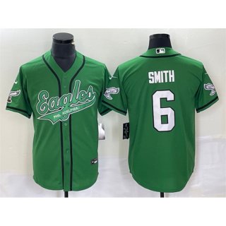 Men's Philadelphia Eagles #6 DeVonta Smith Green Cool Base Stitched Baseball Jersey