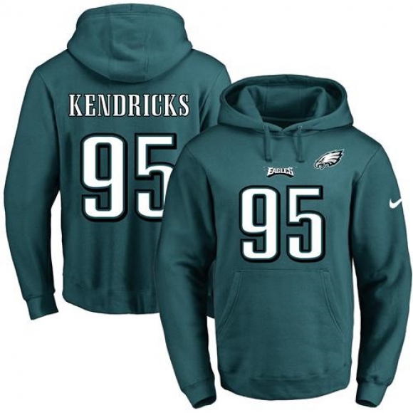 Nike Eagles #95 Mychal Kendricks Midnight Green Name & Number Pullover NFL Hoodie