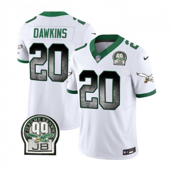 Men's Philadelphia Eagles #20 Brian Dawkins White 2023 F.U.S.E. Throwback Vapor Untouchable Limited Stitched Football Jersey