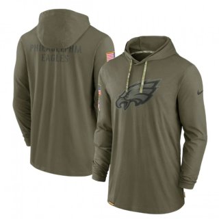 Men's Philadelphia Eagles 2022 Olive Salute to Service Tonal Pullover Hoodie