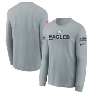 Youth Philadelphia Eagles Nike Gray 2024 Salute To Service Long Sleeve T-Shirt