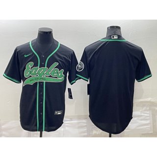 Men's Philadelphia Eagles Blank Black Cool Base Stitched Baseball Jersey