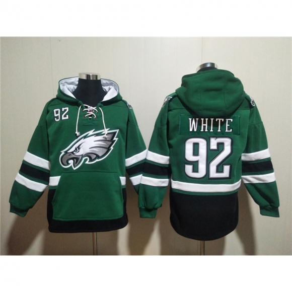 Men's Philadelphia Eagles #92 Reggie White Green Ageless Must-Have Lace-Up Pullover Hoodie