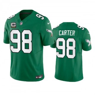 Men's Philadelphia Eagles #98 Jalen Carter Green 2023 F.U.S.E. With 3-star C Patch Vapor Untouchable Stitched Football Jersey