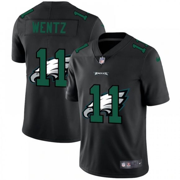 Men's Philadelphia Eagles #11 Carson Wentz Black Shadow Logo Limited Stitched Jersey