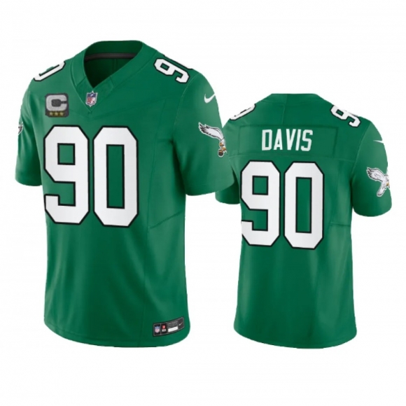 Men's Philadelphia Eagles #90 Jordan Davis Green 2023 F.U.S.E. With 3-star C Patch Vapor Untouchable Stitched Football Jersey