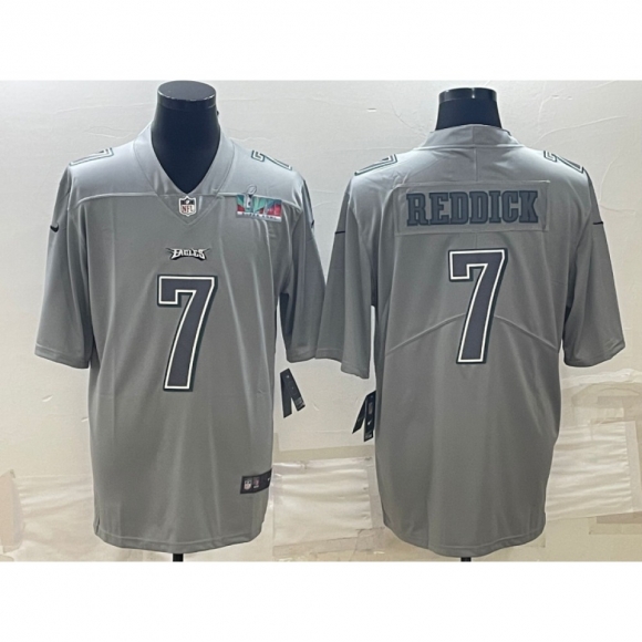 Men's Philadelphia Eagles #7 Haason Reddick Gray Super Bowl LVII Patch Atmosphere Fashion Stitched Jersey