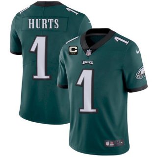 Men's Philadelphia Eagles #1 Jalen Hurts 2022 Green With 2-star C Patch Vapor Untouchable Limited Stitched Jersey